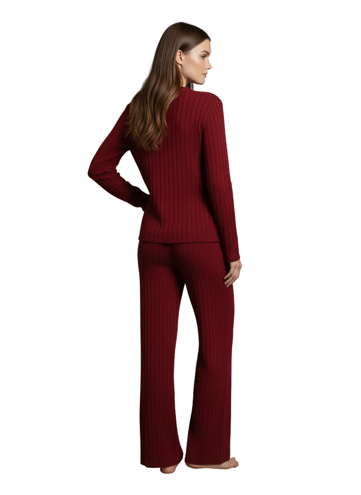 Losha Ribbed Comfort Button-Down PJ Set