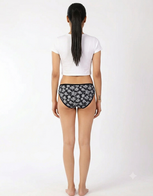 LOSHA SUPER SOFT COTTON STRETCH PRINTED BIKINI BRIEF -PLAM TREE