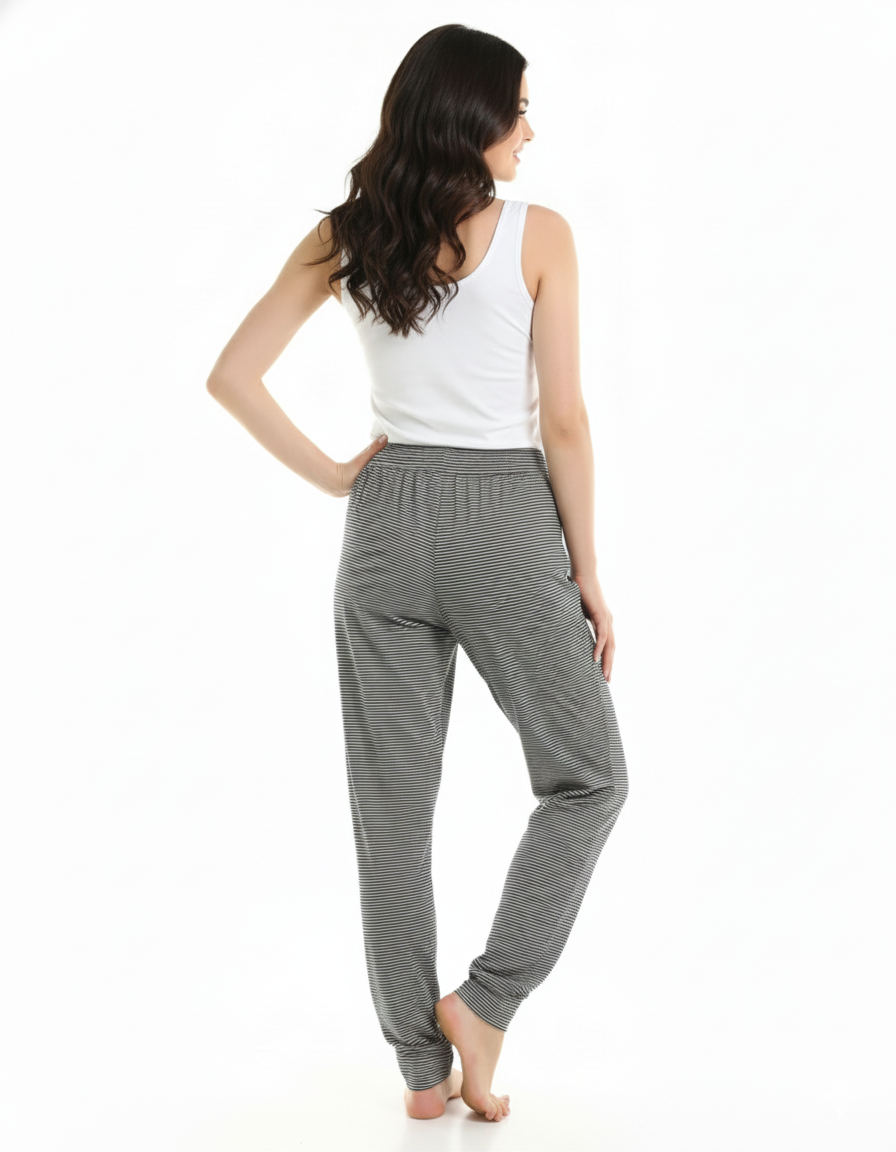 TAHARI RELAX FIT JOGGER PANTS- BLACK STRIPES