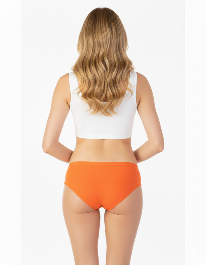 PACK OF 5 SUPER SOFT COTTON STRETCH PRINTED BIKINI BRIEFS -PUMPKIN