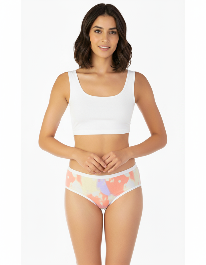 PACK OF 5 SUPER SOFT COTTON STRETCH PRINTED BIKINI BRIEFS -PUMPKIN