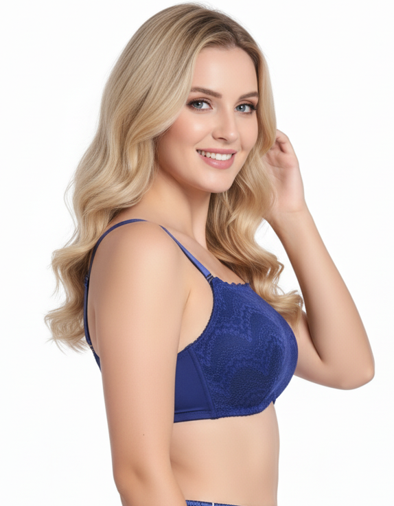 FULL LACE POST SURGICAL BRA WITH POCKETS- BLUE