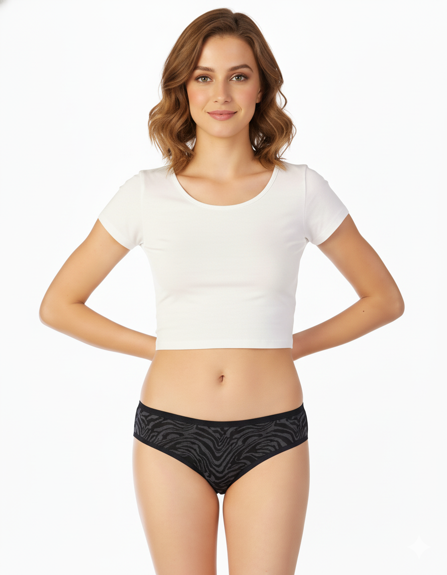 PACK OF 5 SUPER SOFT COTTON STRETCH PRINTED BIKINI BRIEFS -DAISY