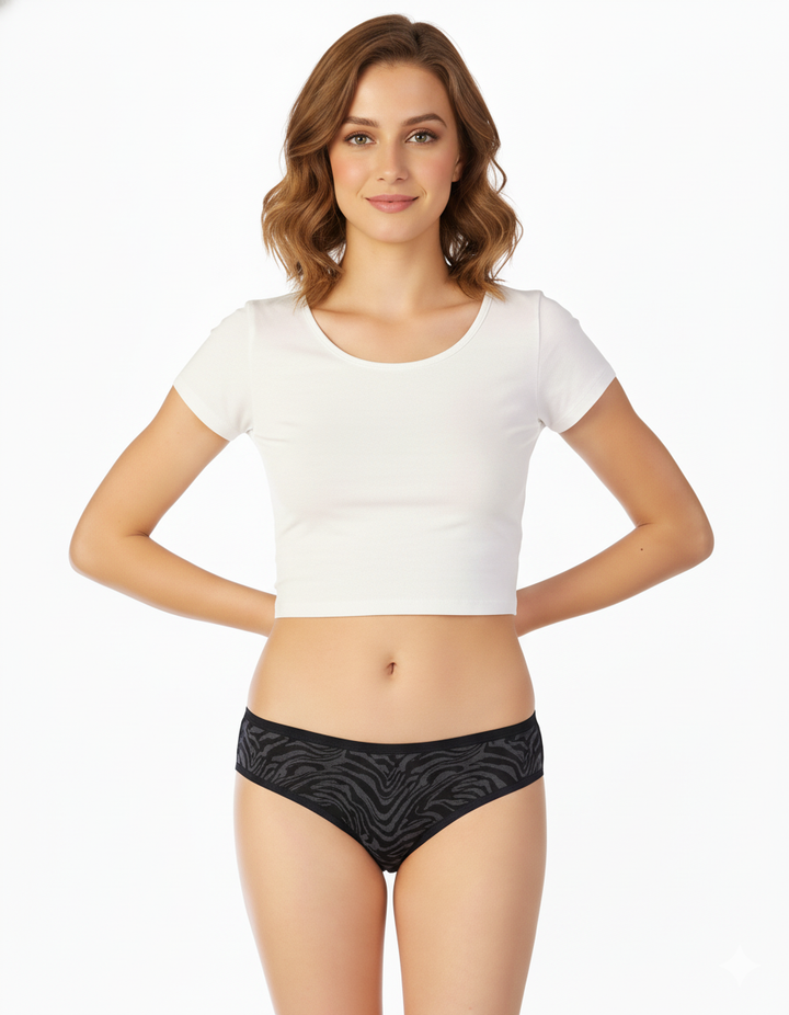 PACK OF 5 SUPER SOFT COTTON STRETCH PRINTED BIKINI BRIEFS -DAISY