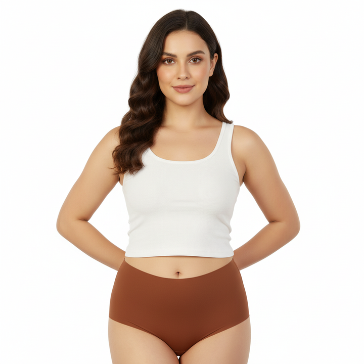 High waist Laser Cut Panty  -RUST