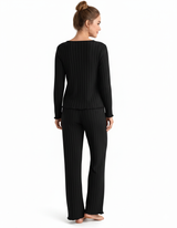 LOSHA V NECK FULL SLEEVS PJ SET -BLACK