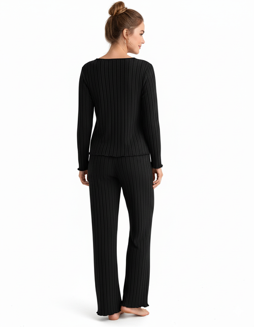 LOSHA V NECK FULL SLEEVS PJ SET -BLACK