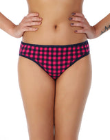LOSHA SUPER SOFT COTTON STRETCH PRINTED BIKINI BRIEF -CHECK PRINT