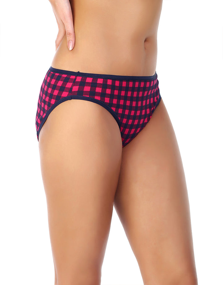 LOSHA SUPER SOFT COTTON STRETCH PRINTED BIKINI BRIEF -CHECK PRINT