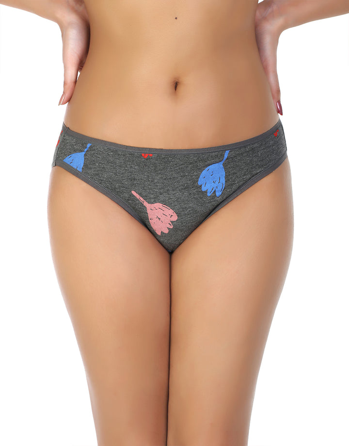 LOSHA SUPER SOFT COTTON STRETCH PRINTED BIKINI BRIEF -GREY