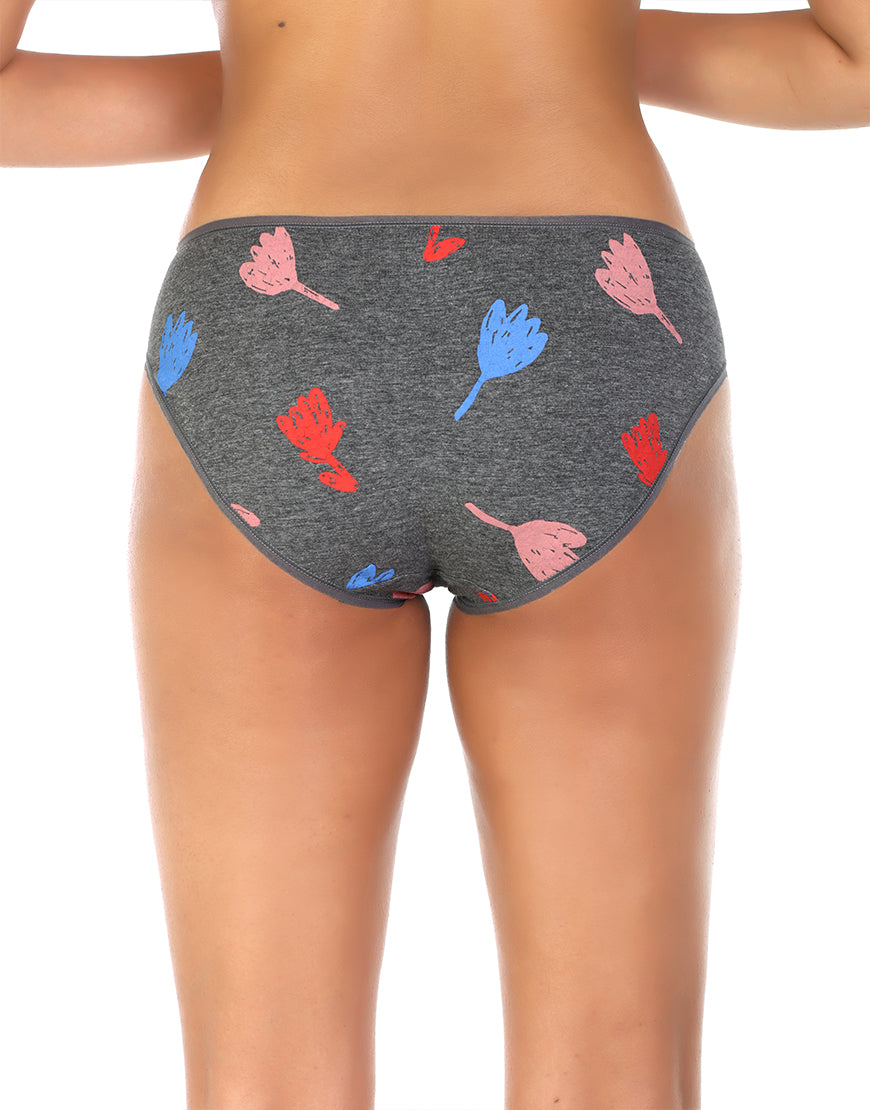 LOSHA SUPER SOFT COTTON STRETCH PRINTED BIKINI BRIEF -GREY