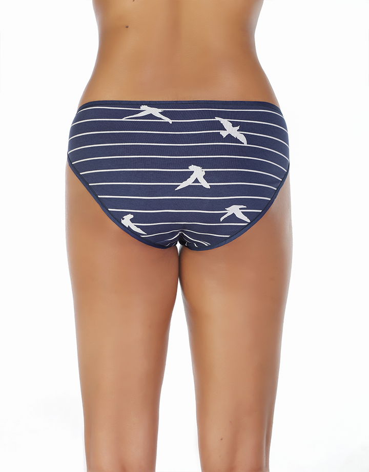 LOSHA SUPER SOFT COTTON STRETCH PRINTED BIKINI BRIEF -BLUE STRIPS