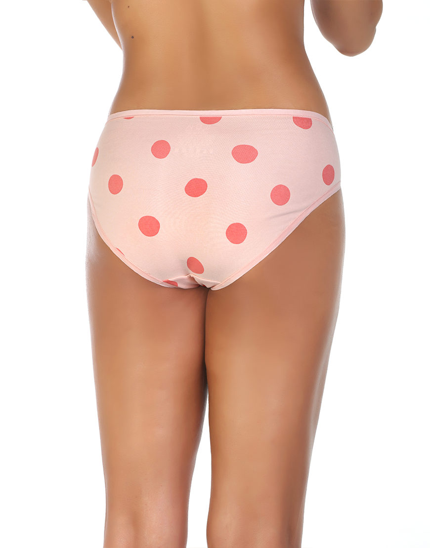 LOSHA SUPER SOFT COTTON STRETCH PRINTED BIKINI BRIEF -PINK POLKA DIT