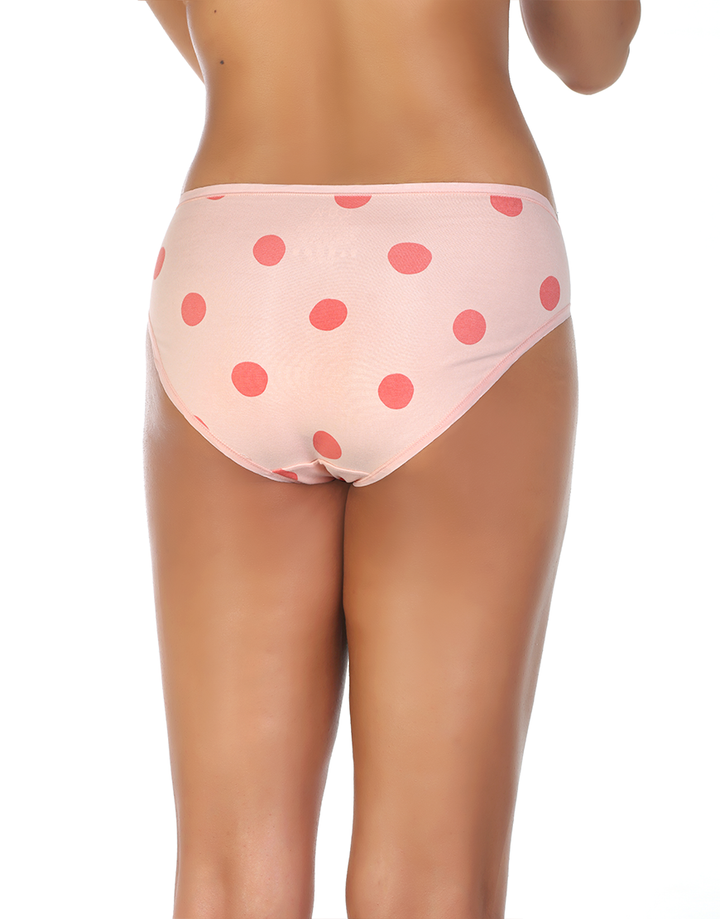 LOSHA SUPER SOFT COTTON STRETCH PRINTED BIKINI BRIEF -PINK POLKA DIT