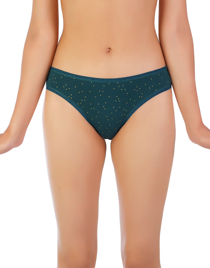 LOSHA SUPER SOFT COTTON STRETCH PRINTED BIKINI BRIEF -GREEN