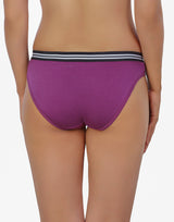 COTTON LOW WAIST BIKNI BREIF WITH STRIPED ELASTIC WAIST BAND-PURPLE