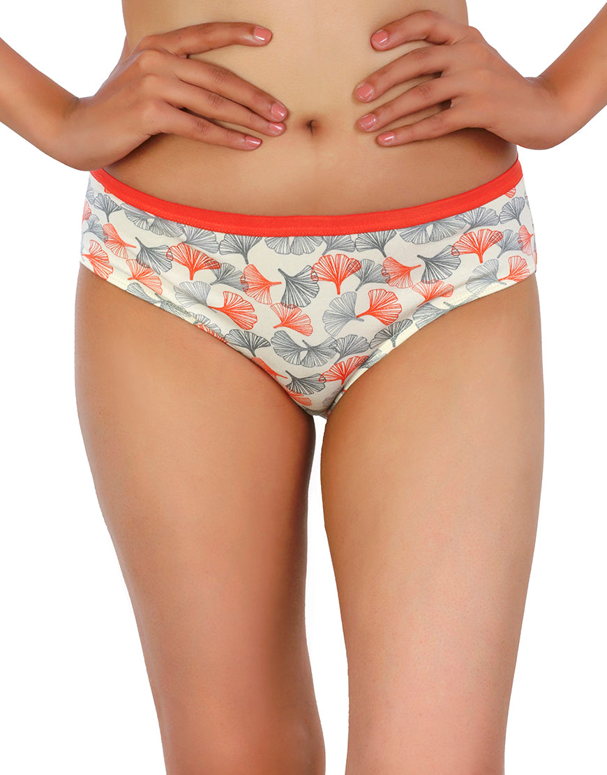 LOSHA COTTON BIKNI BREIF WITH FLORAL PRINT-ORANGE