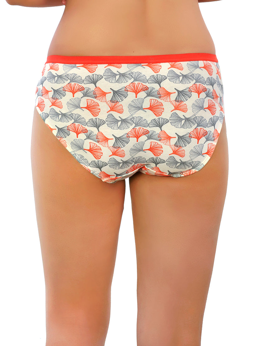 LOSHA COTTON BIKNI BREIF WITH FLORAL PRINT-ORANGE