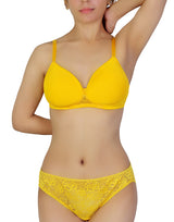 Butterfly back Bra With Lacy Panty SET-CITRUS