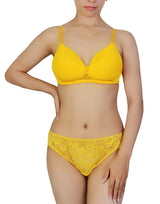 Butterfly back Bra With Lacy Panty SET-CITRUS