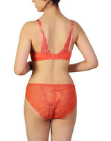 Butterfly back Bra With Lacy Panty SET -BURN SIENNA ORANGE