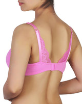 Wireless Go To T-Shirt Bra With a Touch Of Lace-PINK COSMOS