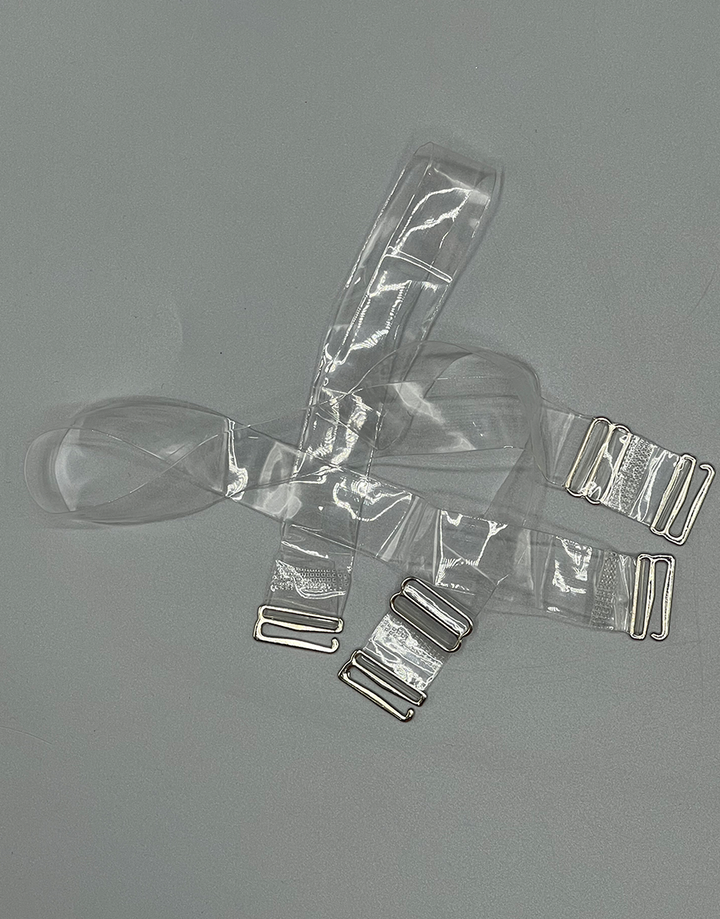 TRANSPARENT BRA STRAPS WITH SILVER HOOKS 1.5CM
