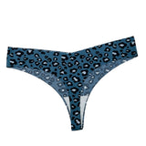 Laser Cut Thong Panty Cheeta Print-Blue