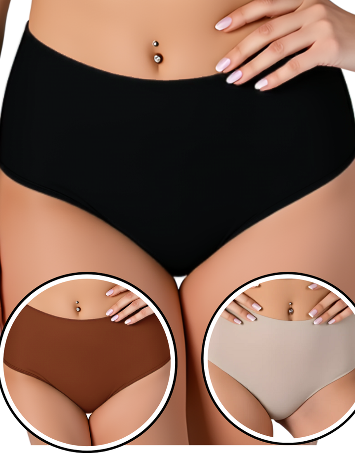 Pack of 3 High waist Laser Cut Panties - Solid