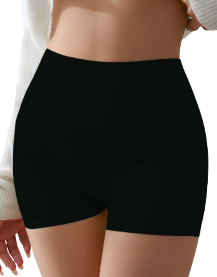Losha High Waist Laser Cut Boy Shorts-Black