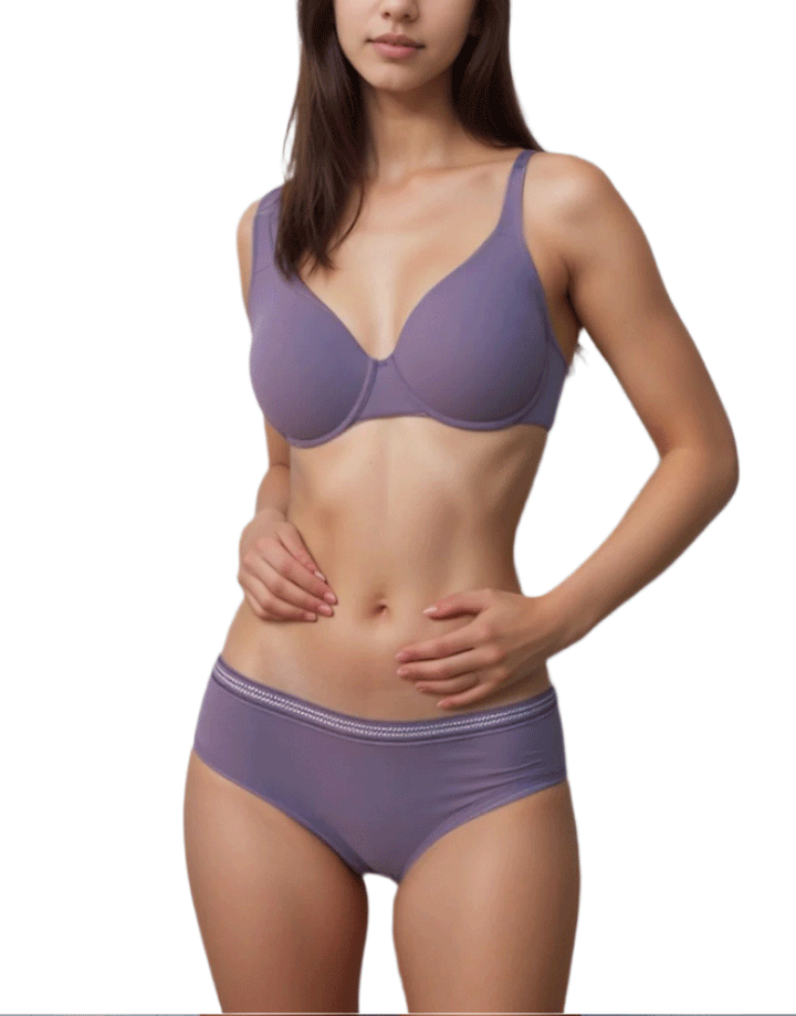 LOSHA DOUBLE LAYERED WIRED BRA WITH MATCHING PANTY-PURPLE GREY