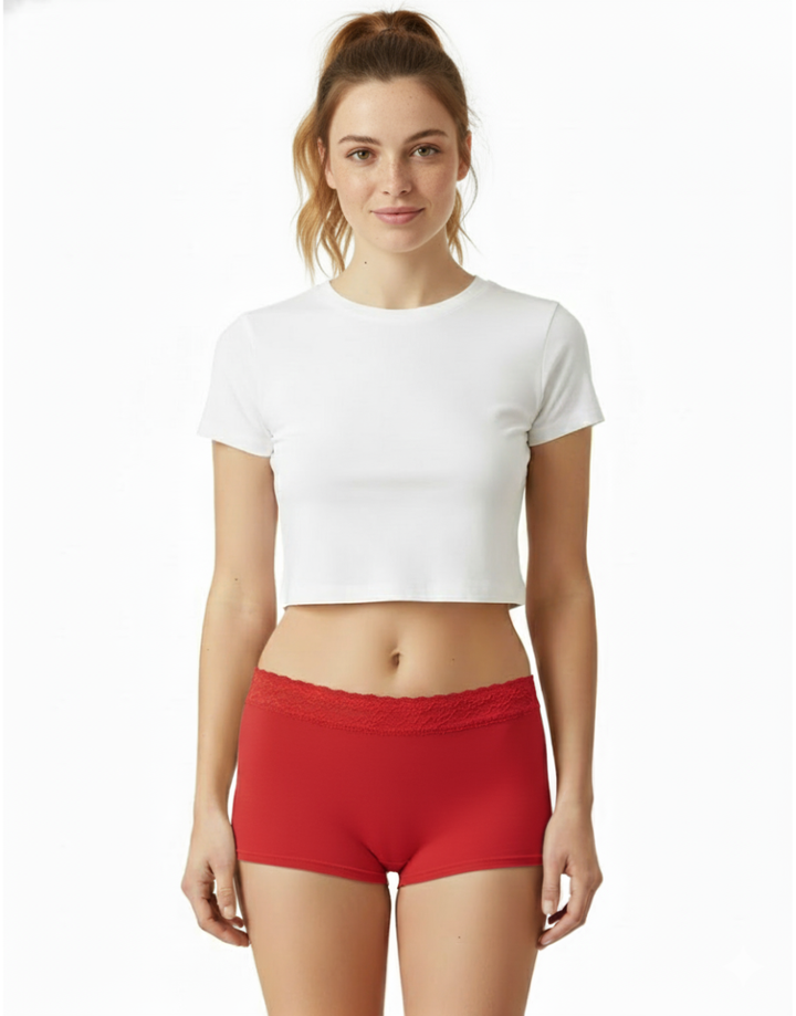 LOSHA VISCOSE COTTON SINGLE BOYSHORT-RED