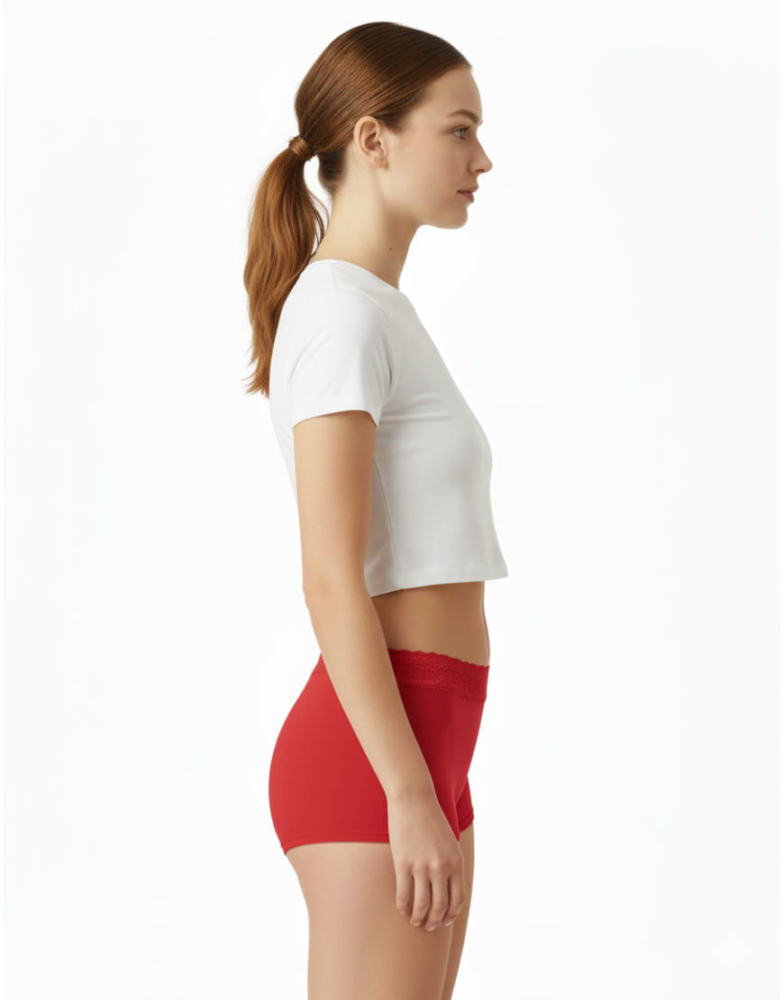 LOSHA VISCOSE COTTON SINGLE BOYSHORT-RED