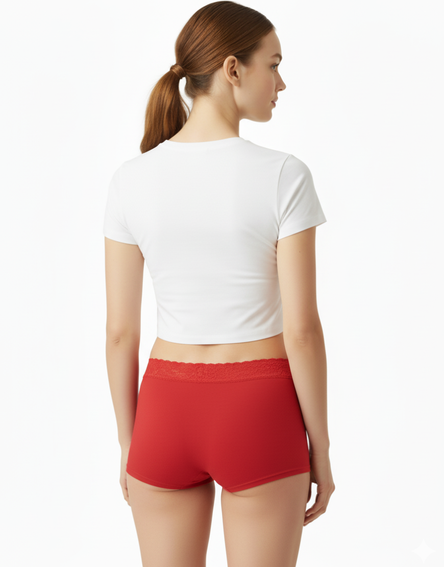 LOSHA VISCOSE COTTON SINGLE BOYSHORT-RED