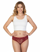 LUSH LACE BIKINI BRIEF-MAROON