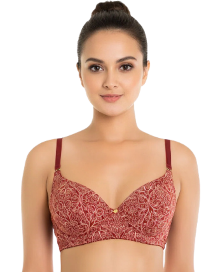 ZEN SERIES LIGHTLY PADDED WIRED LOW BACK BRA WITH SWAN HOOK STRAP-MERLOT