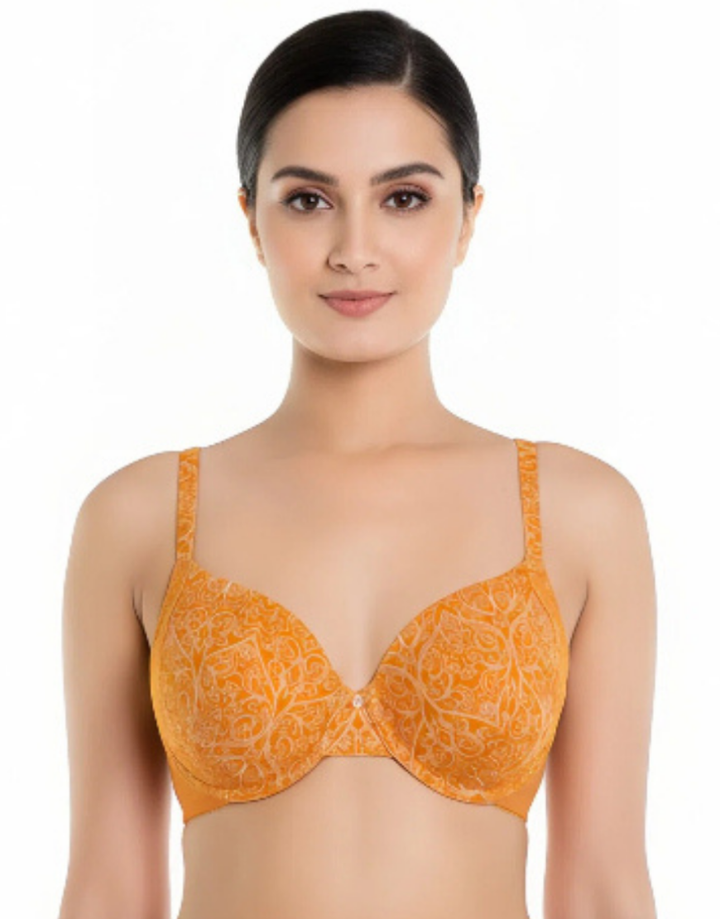 ZEN SERIES GALLOON LACE UNDER WIRED BRA WITH SUPER SOFT LIGHTLY PADDED CUPS-AUTUMN MAPLE