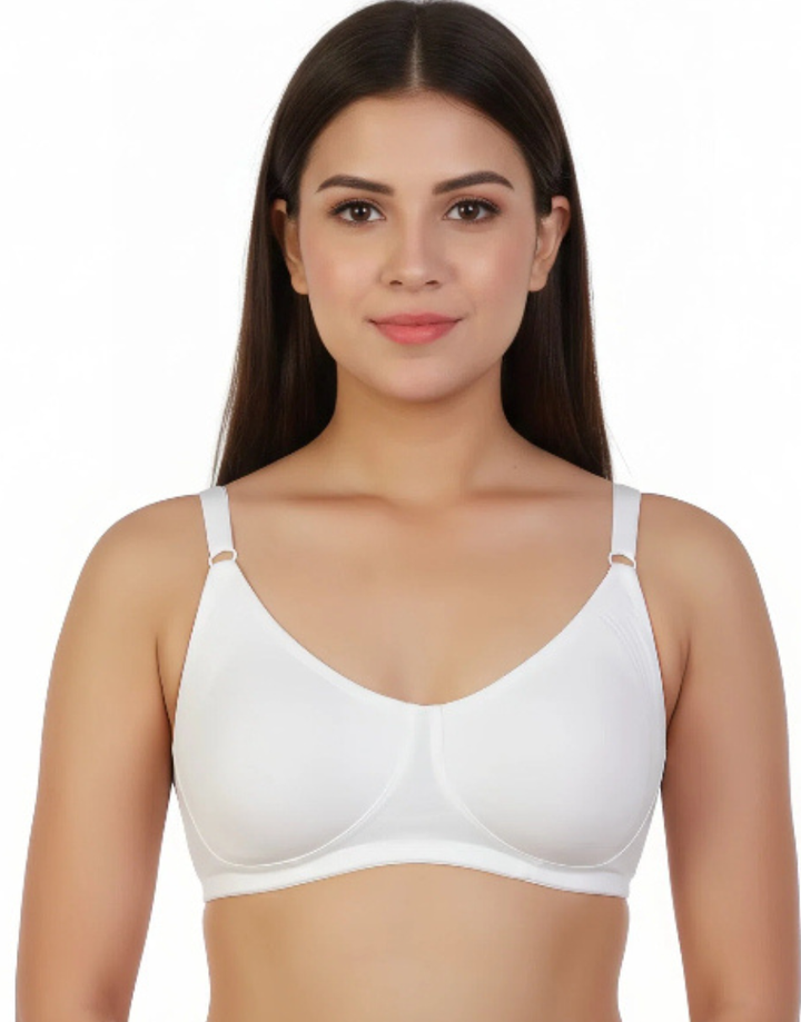 LOSHA COTTON DOUBLE LAYERED ENCIRCLE BRA-WHITE