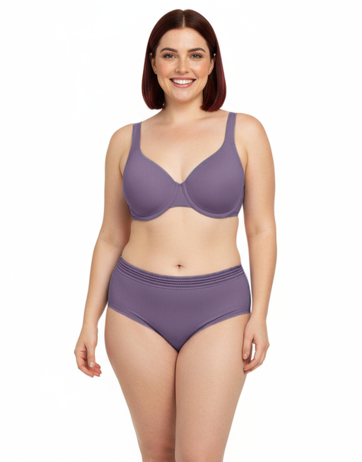 LOSHA DOUBLE LAYERED WIRED BRA WITH MATCHING PANTY-PURPLE GREY
