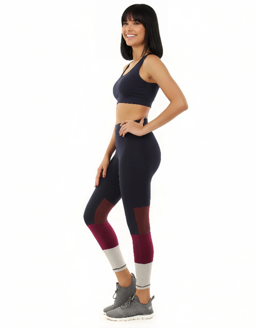 LOSHA STRETCH COTTON COLOR BLOCK TIGHTS-BLUE