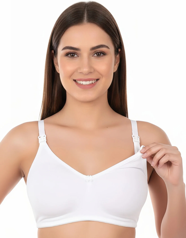 DOUBLE LAYERED WIRE-FREE NURSING BRA-WHITE