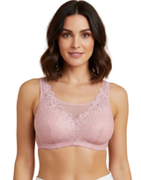 FASHION LACE POST SURGICAL BRA WITH POCKETS- PURPLE