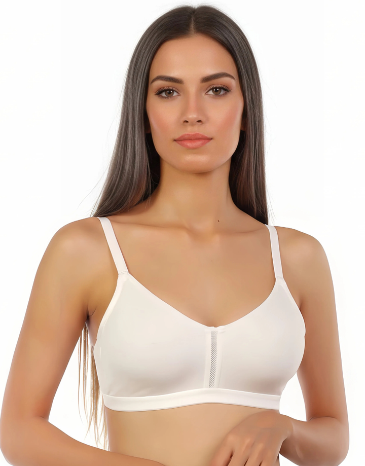 DOUBLE LAYERED WIRE-FREE BRA WITH HIGH MID PANEL -WHITE