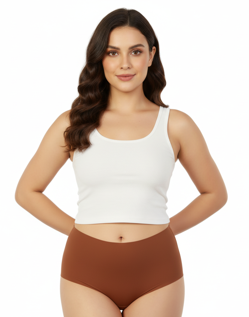 High waist Laser Cut Panty  -RUST