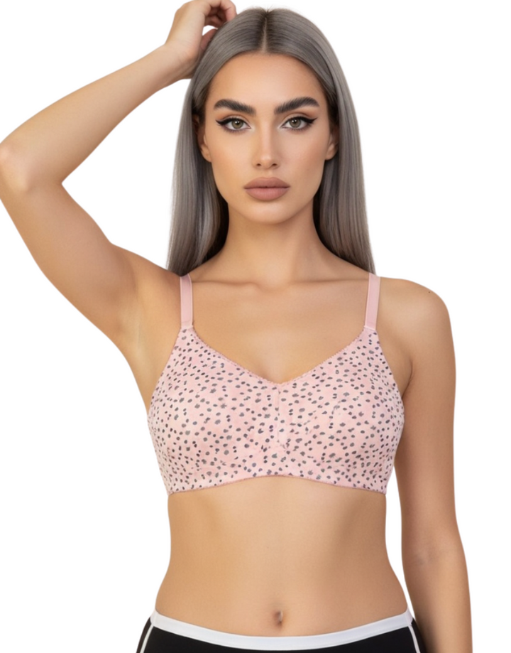 LOSHA COTTON DOUBLE LAYERED MID HIGH PANEL NON WIRED PRINTED BRA  -CANDY FLORAL PRINT