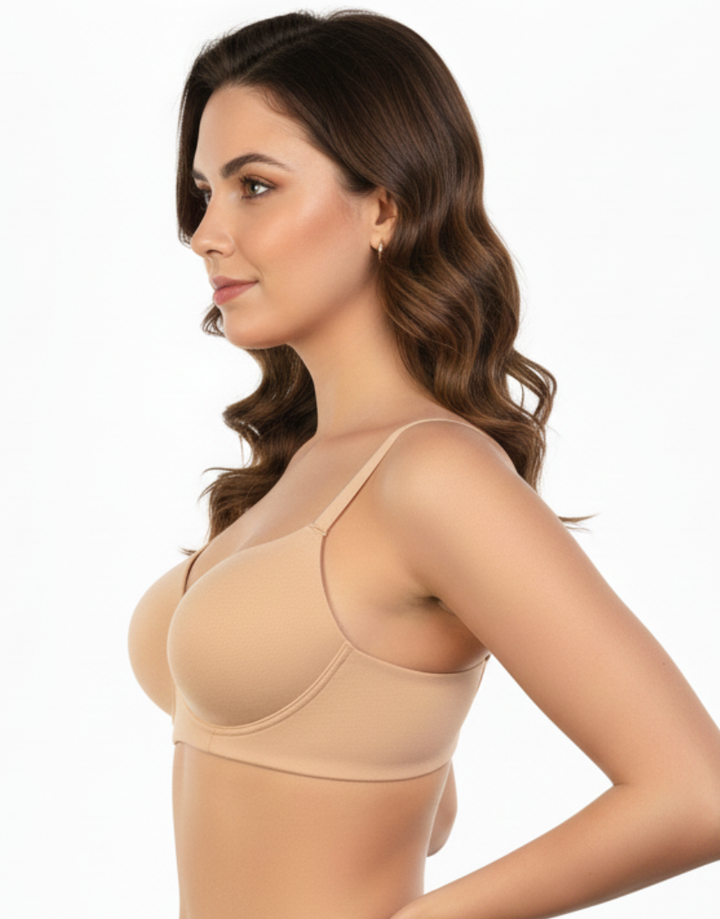 LOSHA SIDE SMOOTHING BIO WASHED ANTI BACTERIAL COTTON WIRELESS T-SHIRT BRA-NUDE