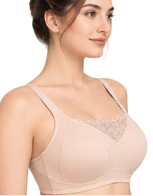 POST SURGICAL BRA WITH POCKET & TOUCH OF LACE-NUDE