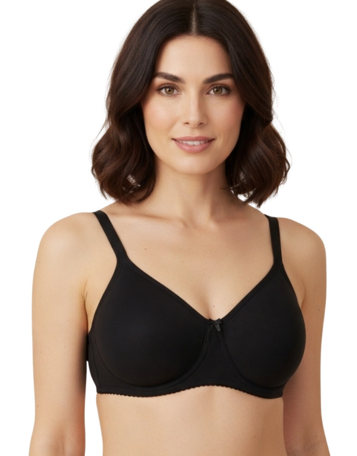 SUPPER SOFT SIDE SUPPORT COTTON BRA WITH HIDDEN NIPPE COVER -BLACK