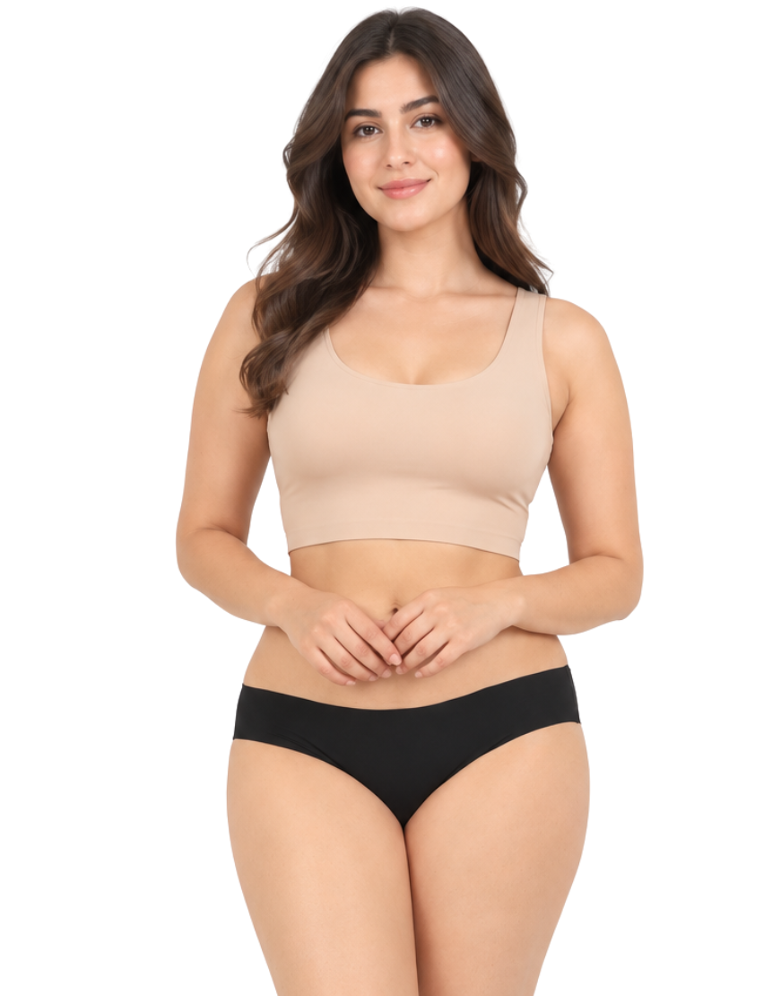 LOSHA NO PANTY LINES LASER CUT BIKINI BRIEF BLACK