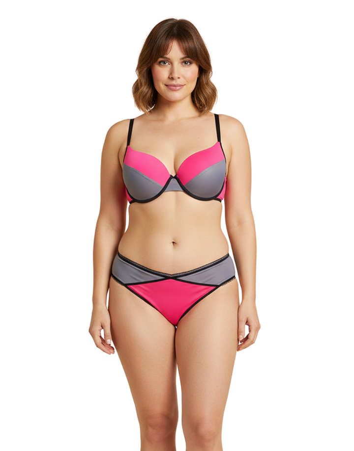 PLUS SIZE NEON PINK BRA SET
